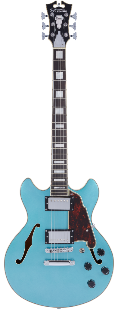 D'Angelico 6 String Semi-Hollow-Body Electric Guitar, Ocean Turquoise, DAPMINIDCOTCSCB