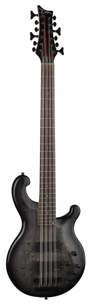 Dean Guitars Rhapsody 12 String Electric Bass, Trans Black, R12 TBK