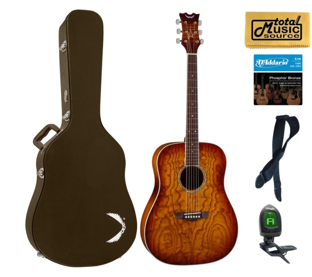 Dean Guitars AX DQA TSB HSBNPACK  Acoustic Guitar Brown Case Bundle