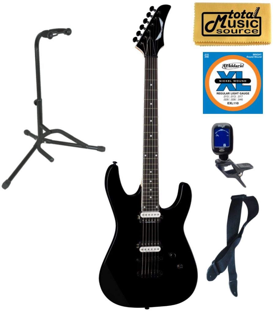 Dean MD24 CBK Modern Select Series Electric Guitar, Classic Black, Stand Bundle