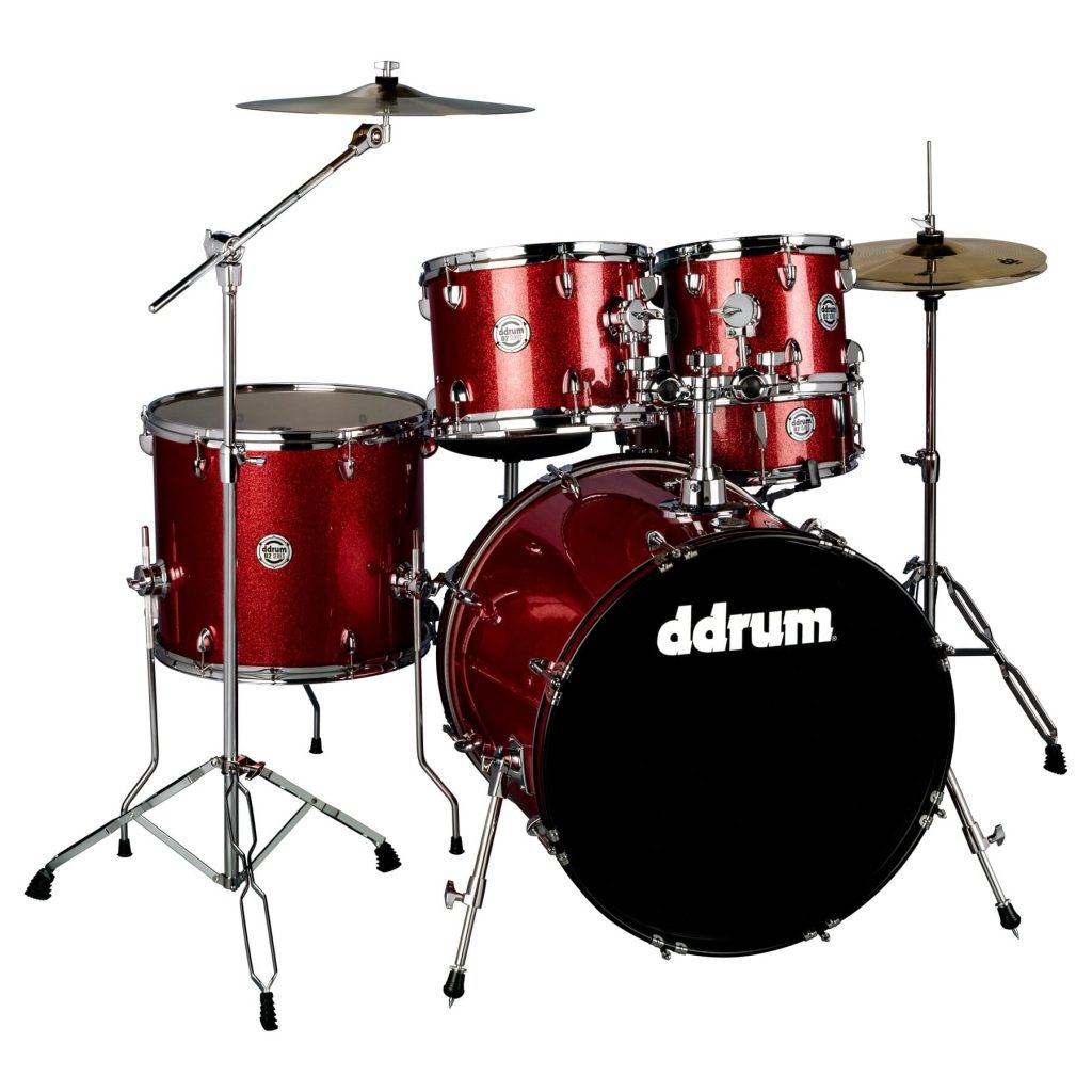 D2 5-piece Complete Drum Kit Red Sparkle with Stands, Pedal, Cymbals and Throne