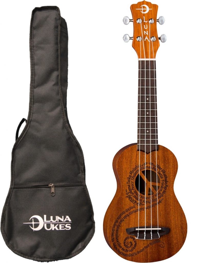 Luna Guitars Maluhia Peace Soprano Ukulele Satin Natural, UKE MALU S