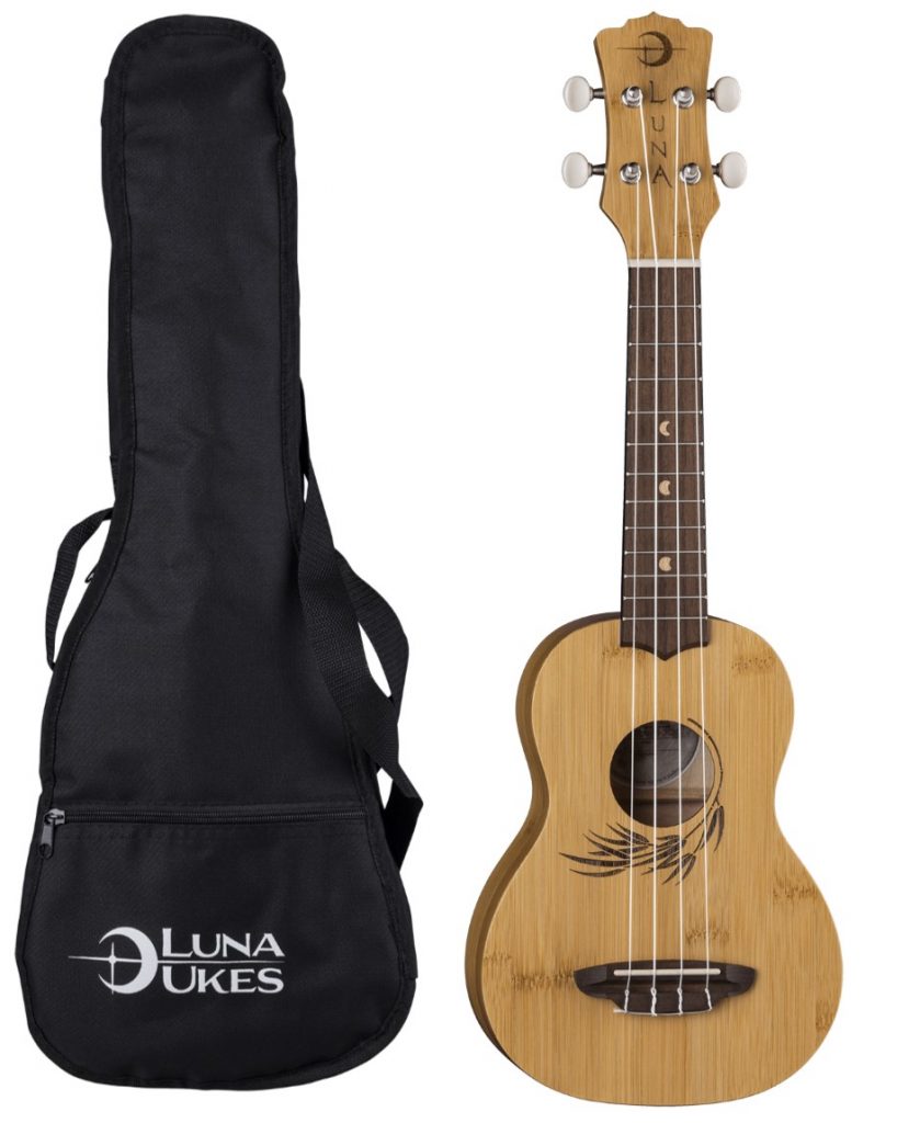 Luna Guitars Bamboo Soprano Ukulele w/ Gigbag, UKE BAMBOO S