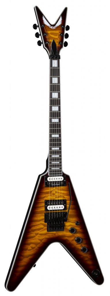 Dean V Select Quilt Top Floyd Rose Electric Guitar, Trans Brazilia, V SEL F QM TBZ