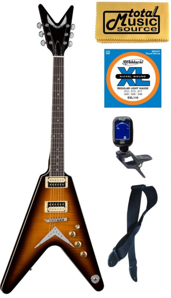 Dean V 79 TBZ Electric Guitar, Set Neck Trans Brazilburst, Bundle