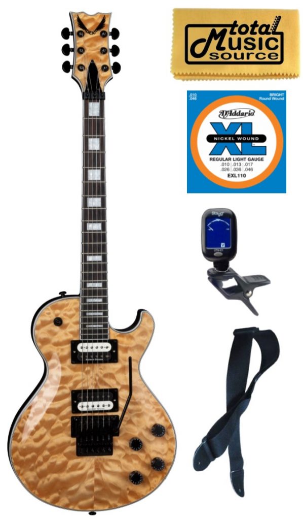 Dean TB SEL F QM GN Thoroughbred Select Quilt Top FR Electric Guitar, Bundle