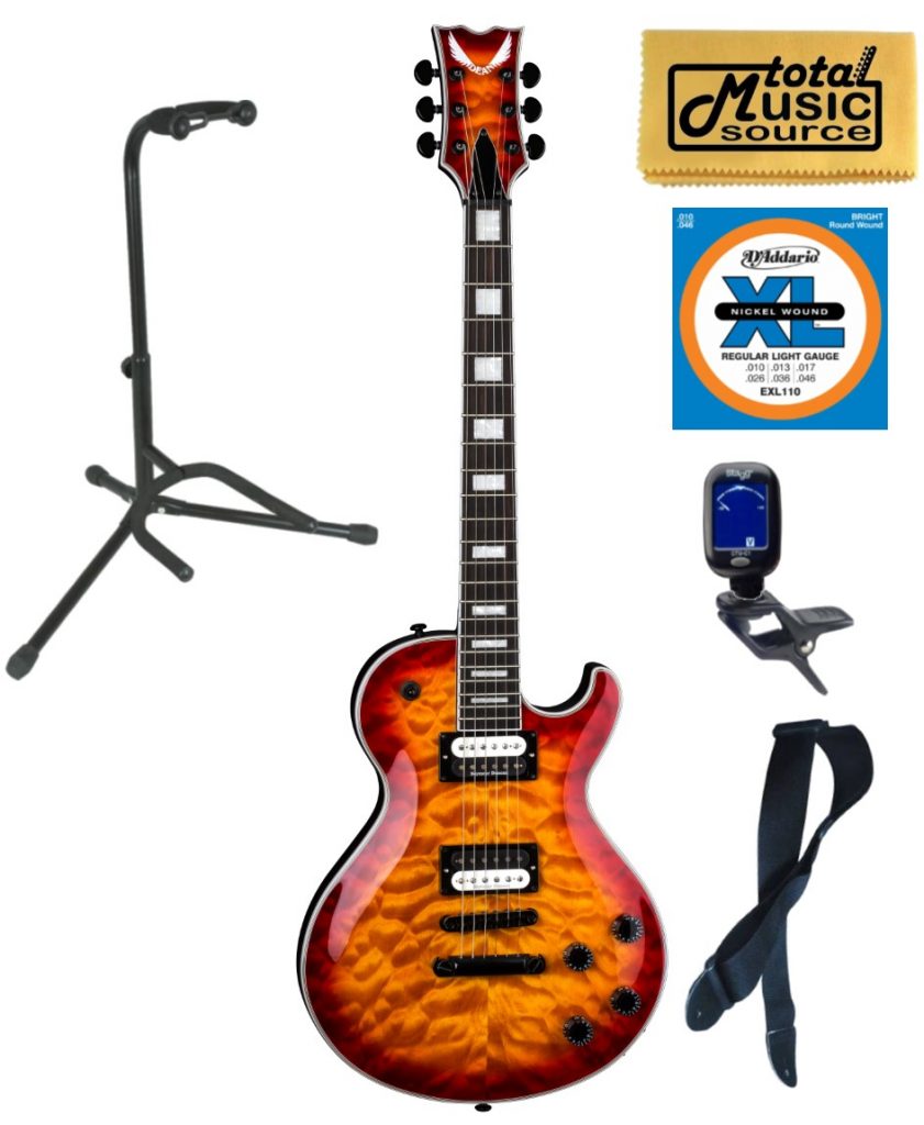 Dean TB SEL QM TCS Thoroughbred Select Quilt Top Guitar, Stand Bundle