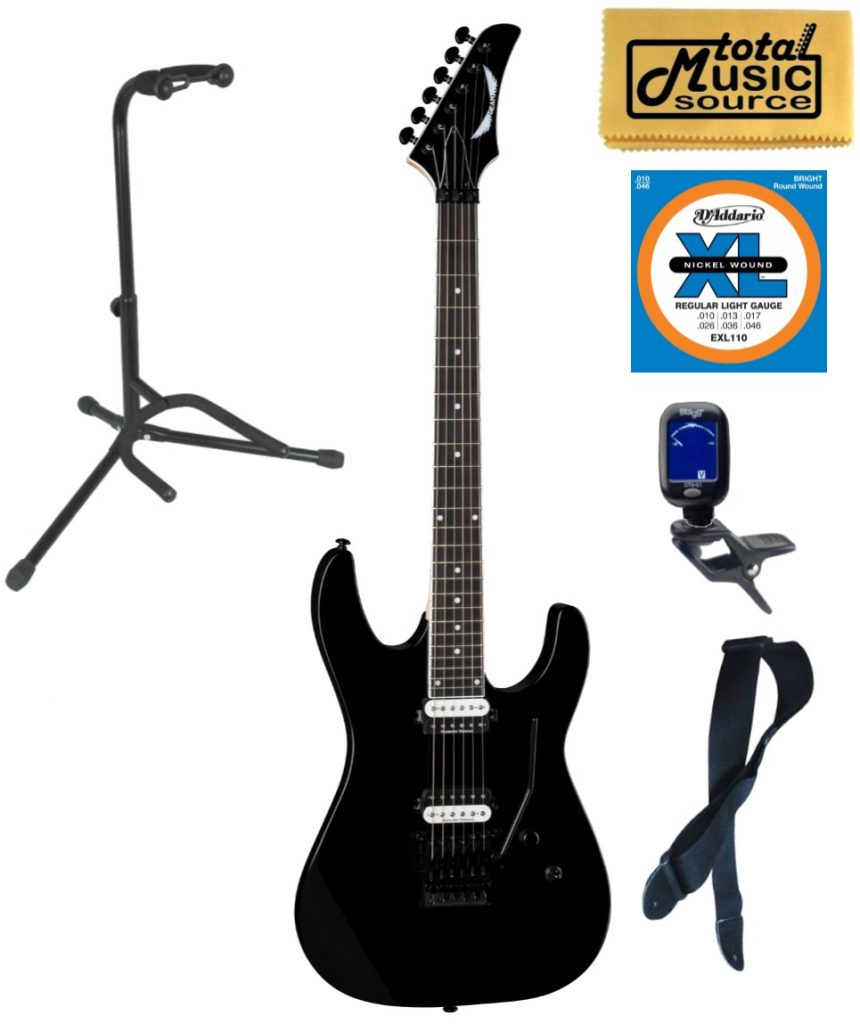 Dean Modern 24 Select Floyd Electric Guitar, Classic Black, Stand Bundle