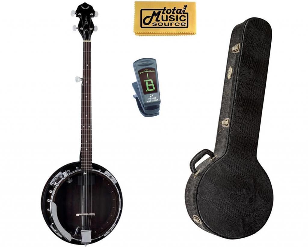Dean Backwoods BW2E 5-String Electric Banjo with Case, Tuner & Polishing Cloth ,BW2E CASE PACK