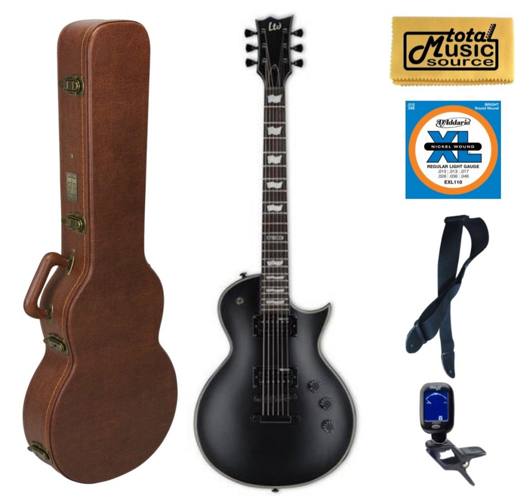 ESP LTD EC Series EC-256 Electric Guitar, Black Satin, Cali Case Bundle