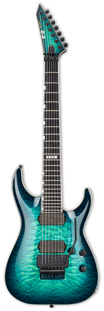 ESP E-II Horizon FR 7 String Quilted Maple Black Turquoise Burst