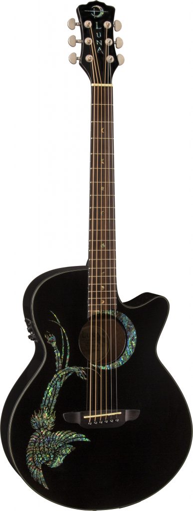 Luna Fauna Phoenix Acoustic Guitar, Black, FAU PHX BLK