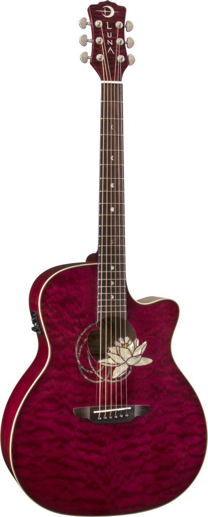 Luna FLO LOT QM Flora Series Lotus Quilted Maple Cutaway Acoustic-Electric Guitar