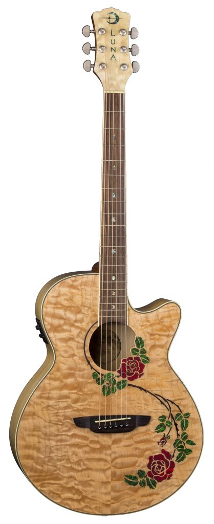 Luna FLO RSE Flora Rose Quilted Maple Cutaway Acoustic-Electric Guitar - Natural