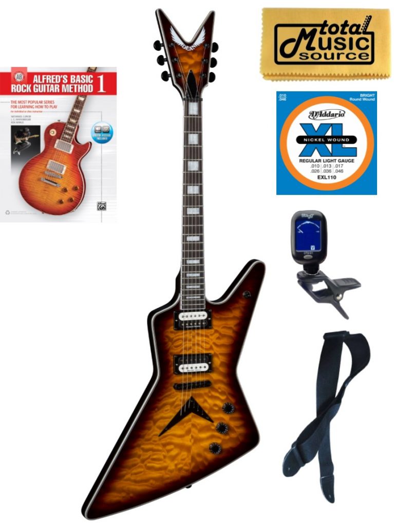 Dean Z Select Quilt Top Electric Guitar, Trans Brazilia, Z SEL QM TBZ, Book Bundle