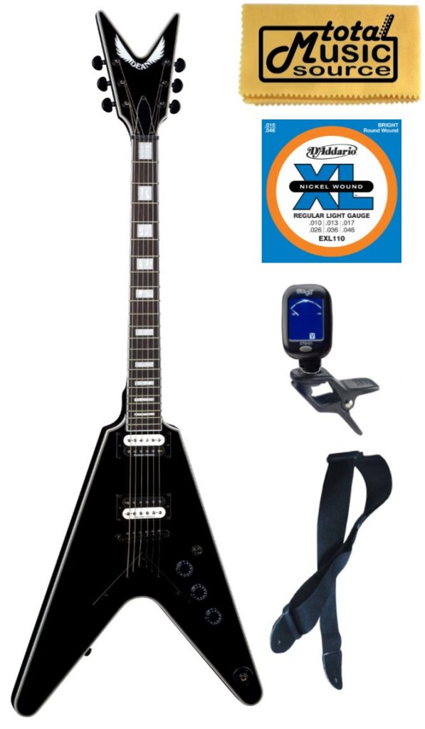Dean V Select Electric Guitar, Classic Black, V SEL CBK, Bundle