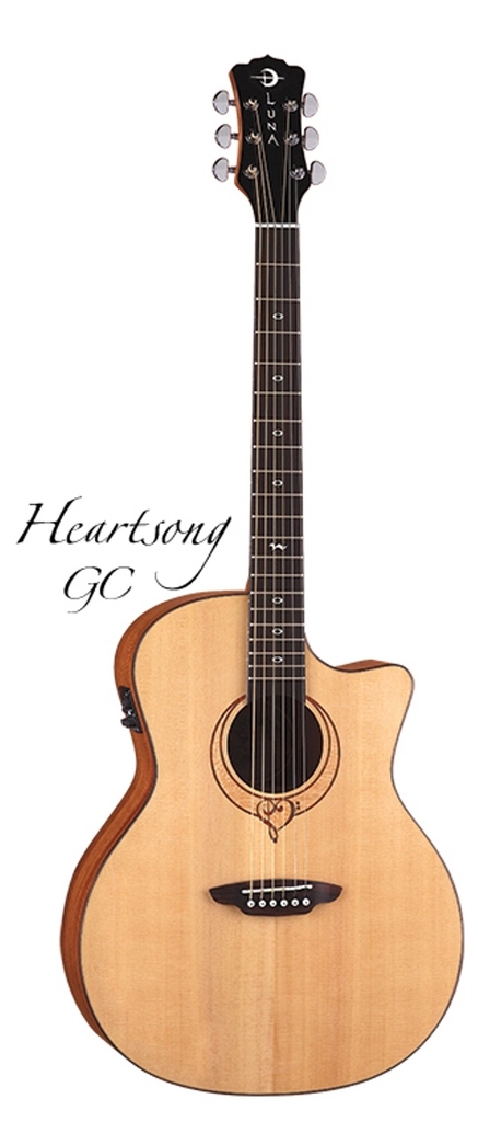 Luna Heartsong Series Grand Concert Cutaway Acoustic-Electric Guitar - Natural, SONG GC