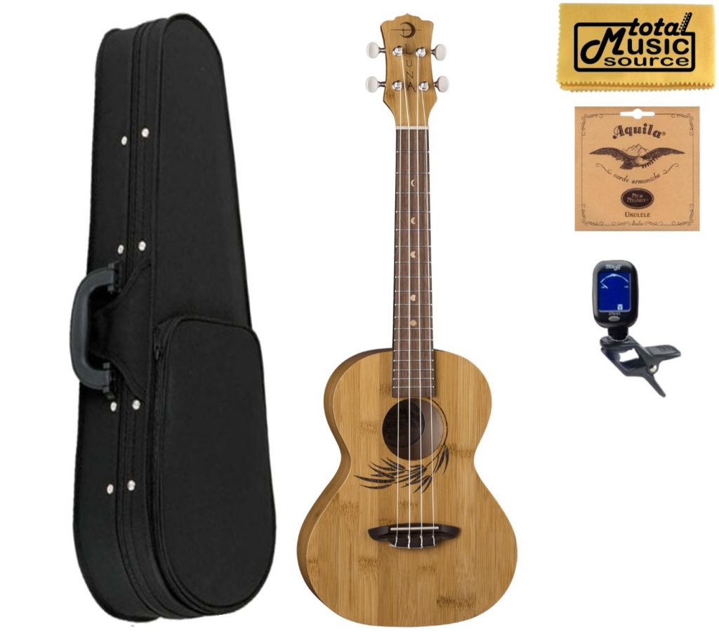 Luna Guitars Bamboo Tenor Ukulele Soft Case Bundle, UKE BAMBOO T