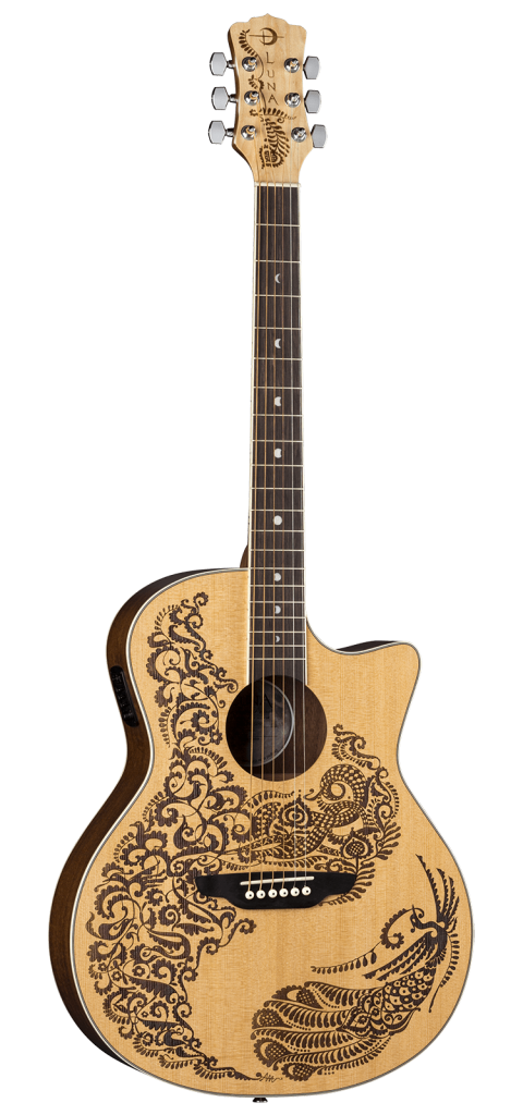 Luna Henna Paradise Select Spruce A/E Guitar w/ Laser Henna Design