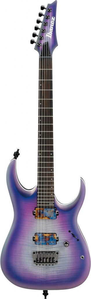 Ibanez RGA61AL 6 String Electric Guitar, Axion Label, Indigo Aurora Burst Flat