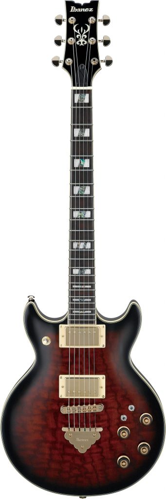 Ibanez AR325QA 6 String Electric Guitar, Double Cutaway, Dark Brown Sunburst