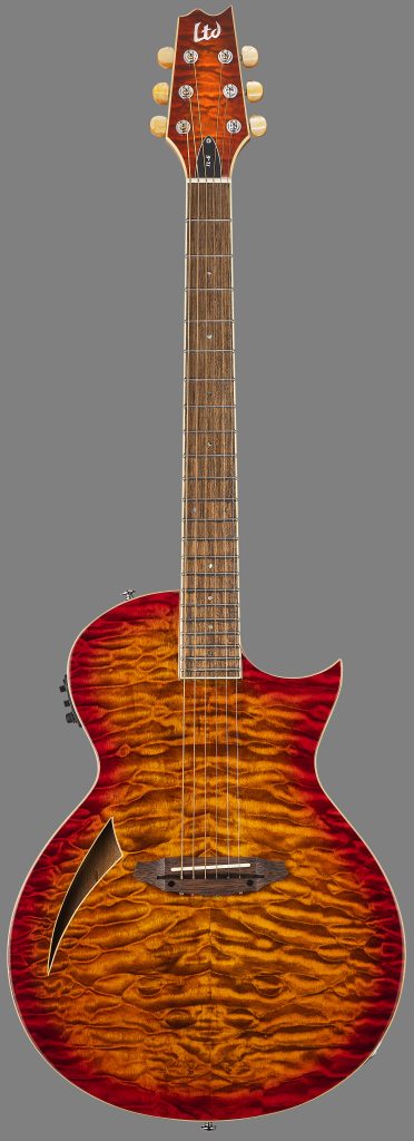 ESP LTD LTL6QMTEB Thinline 6-string Mahogany Body Electric Guitar, Tiger Eye Burst