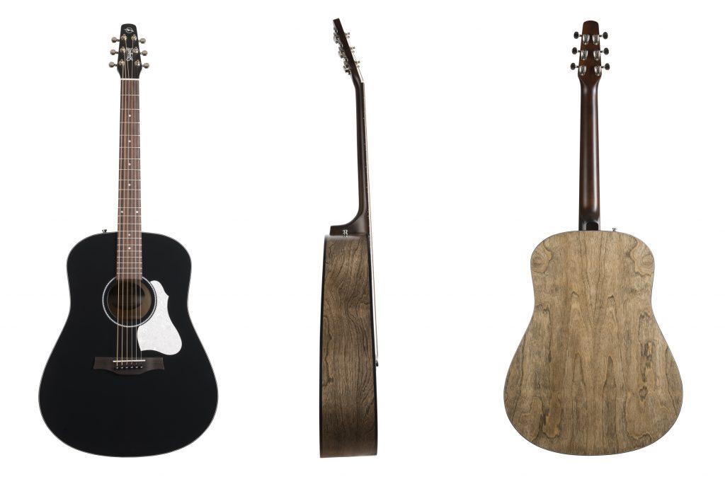 Seagull 048595 S6 Classic Black Acoustic Electric Guitar, Solid Cedar Top