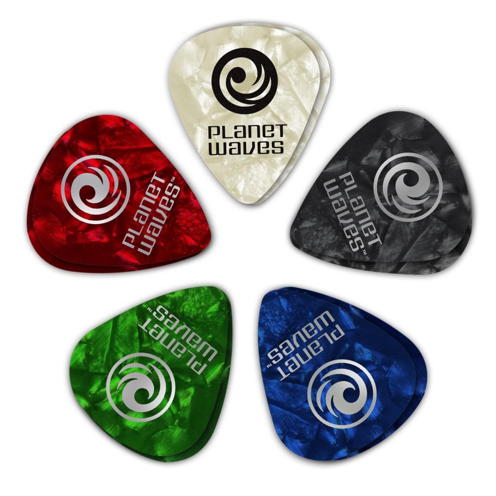 Planet Waves Assorted Pearl Celluloid Guitar Picks, 10 pack, Light, 1CAP2-10