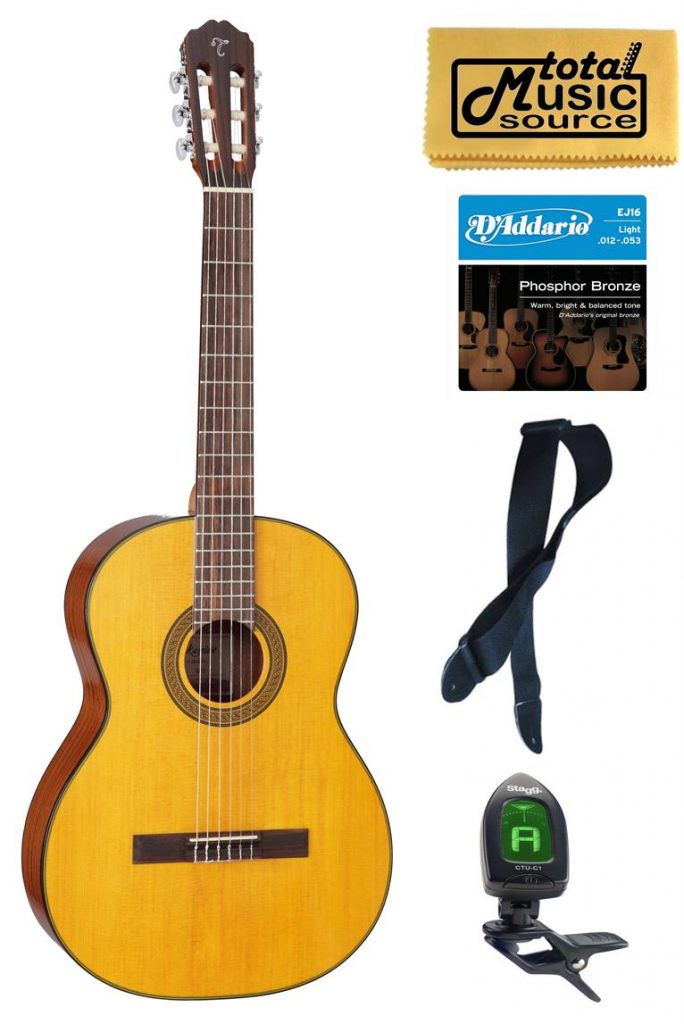 Takamine G Series GC3-NAT Classical Guitar, Natural, Bundle