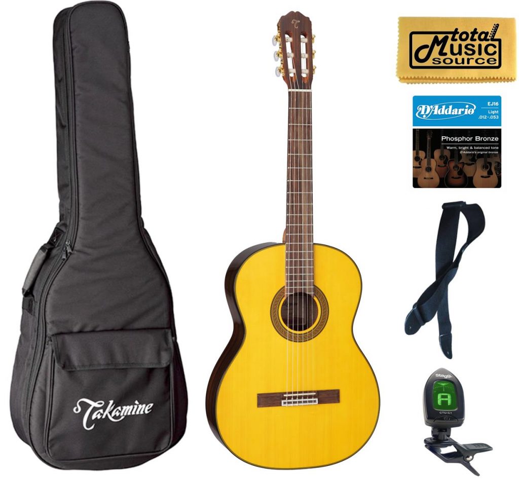 Takamine GC5-NAT Classical Guitar, Natural, Bag Bundle