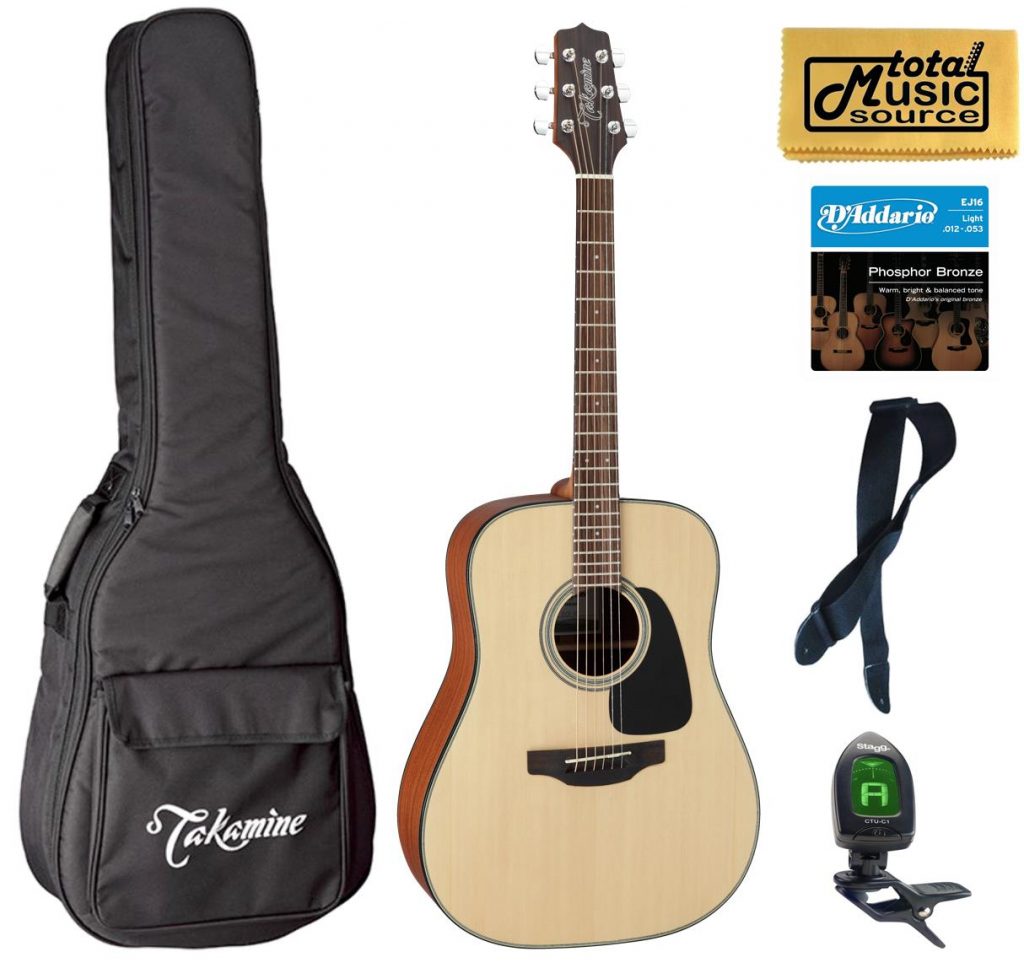 Takamine GD10-NS Acoustic Guitar, Natural, Bag Bundle