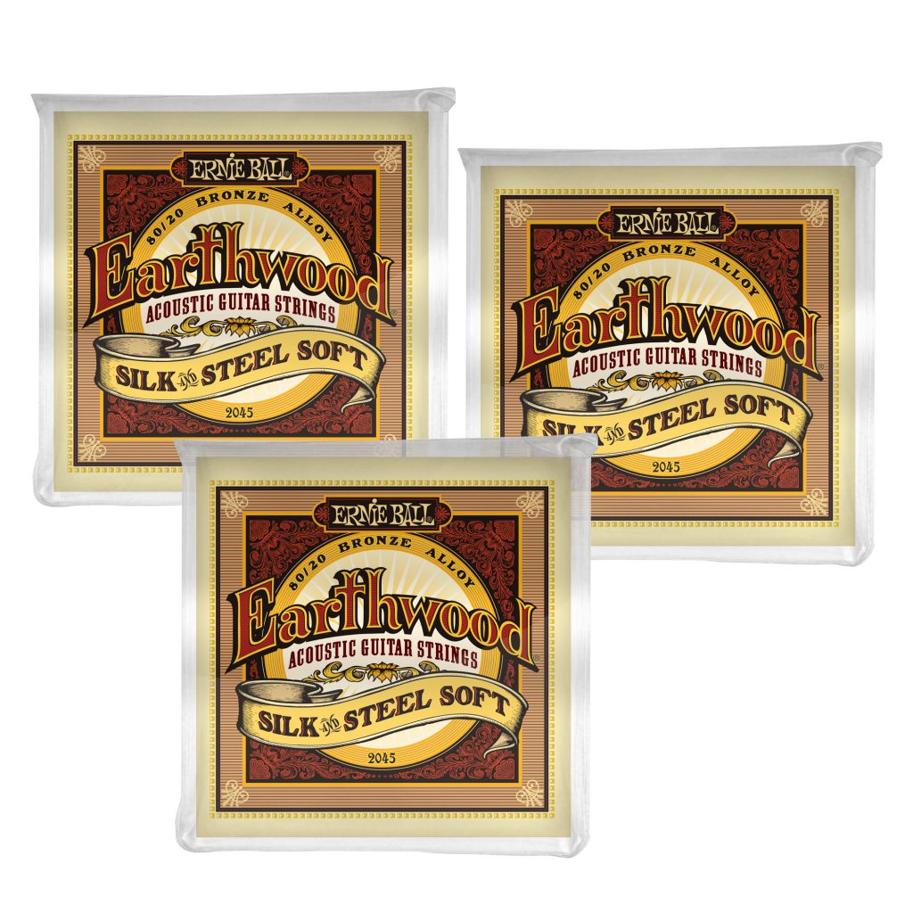 3 PACK Ernie Ball P02045 Earthwood Silk and Steel Soft Acoustic Set, .011 - .052