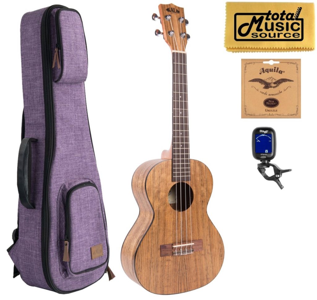 Kala KA-PWT Pacific Walnut Tenor Acoustic Ukulele w/ Purple Sonoma Case Bundle