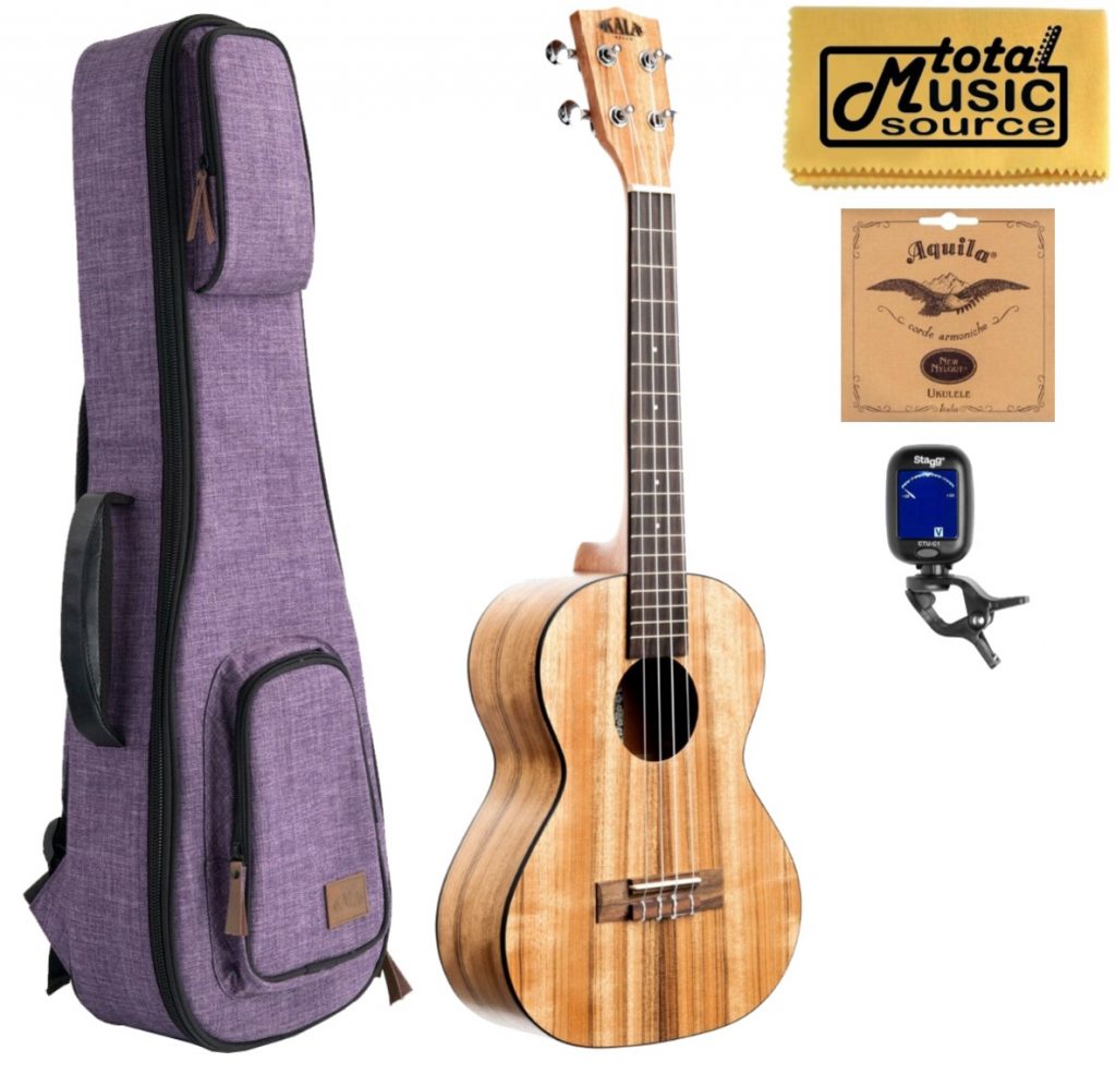 Kala KA-PWT/LH Pacific Walnut Tenor Acoustic Left Handed Ukulele w/ Purple Sonoma Case Bundle