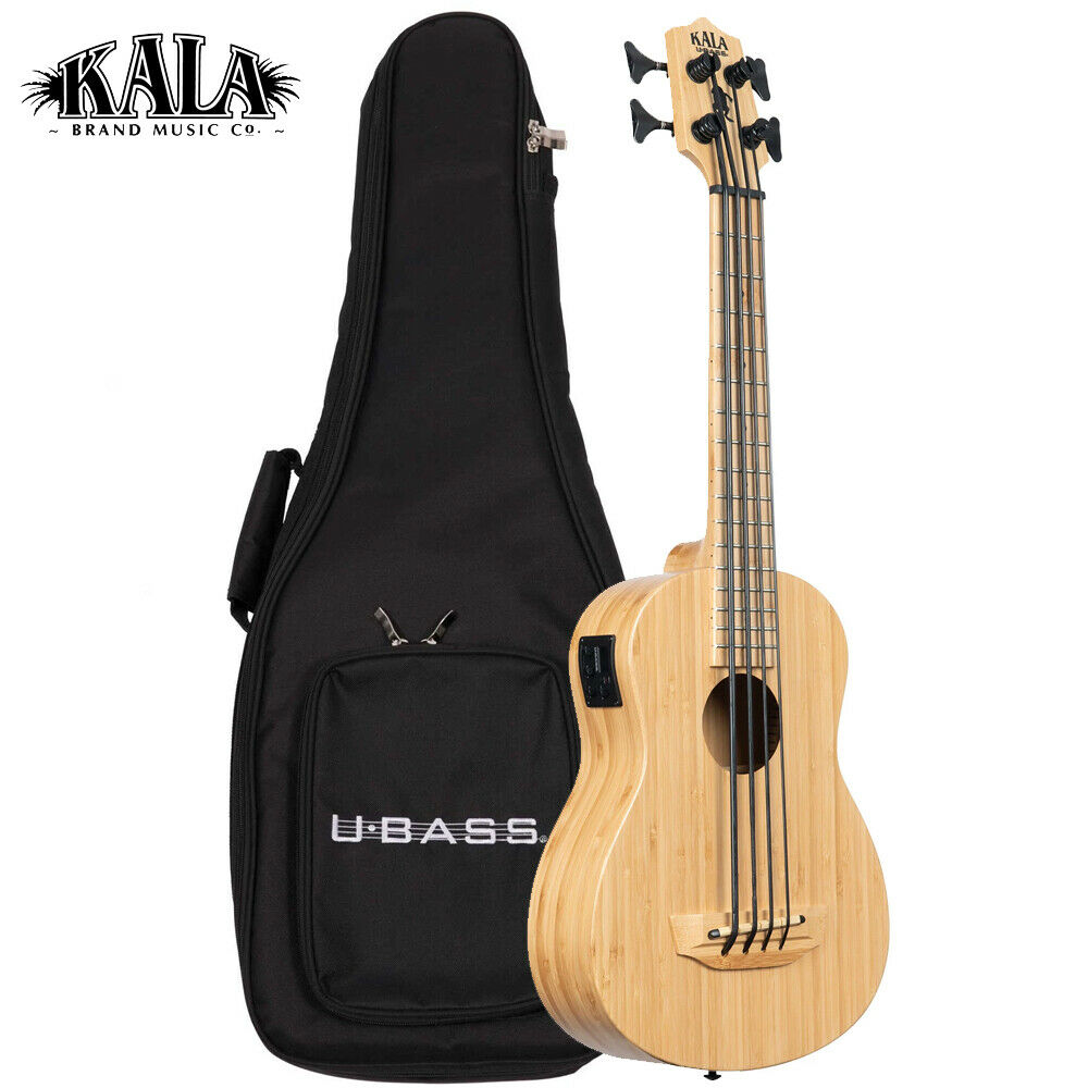 Kala U-BASS Solid Bamboo Fretted Bass Ukulele w/ Deluxe Padded Bag UBASS-BMB-FS
