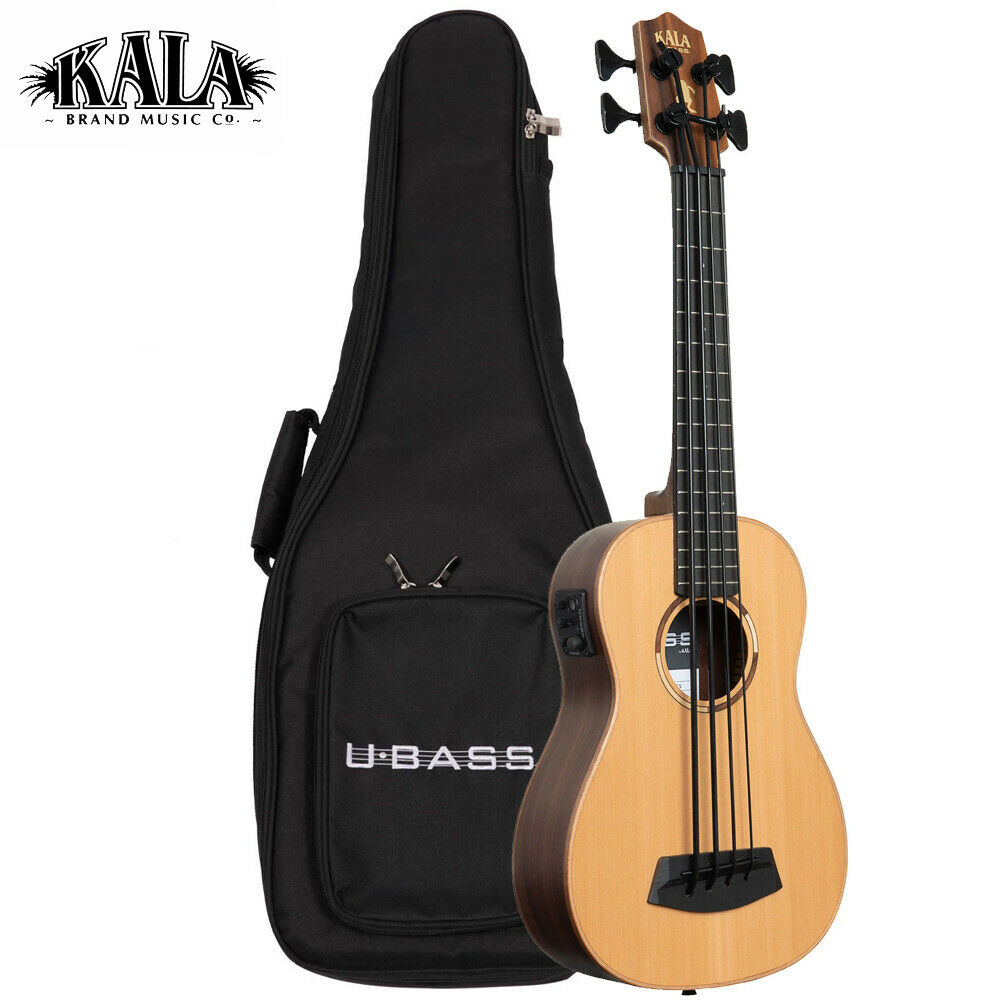 Kala UBASS-SCP-FS Solid Cedar Pau Ferro A/E Bass Ukulele, W/ Gig Bag