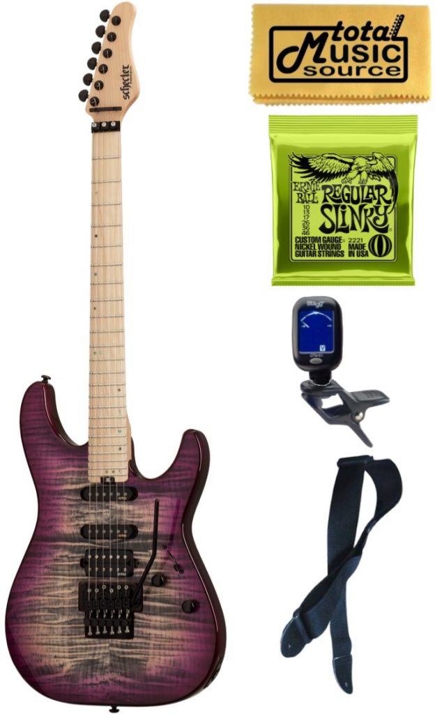 Schecter 1276 Sun Valley Super Shredder III Electric Guitar Aurora Burst Bundle
