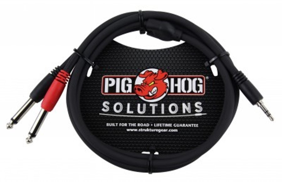 Pig Hog Solutions - 3ft Stereo Breakout Cable, 3.5mm to Dual 1/4', PB-S3403