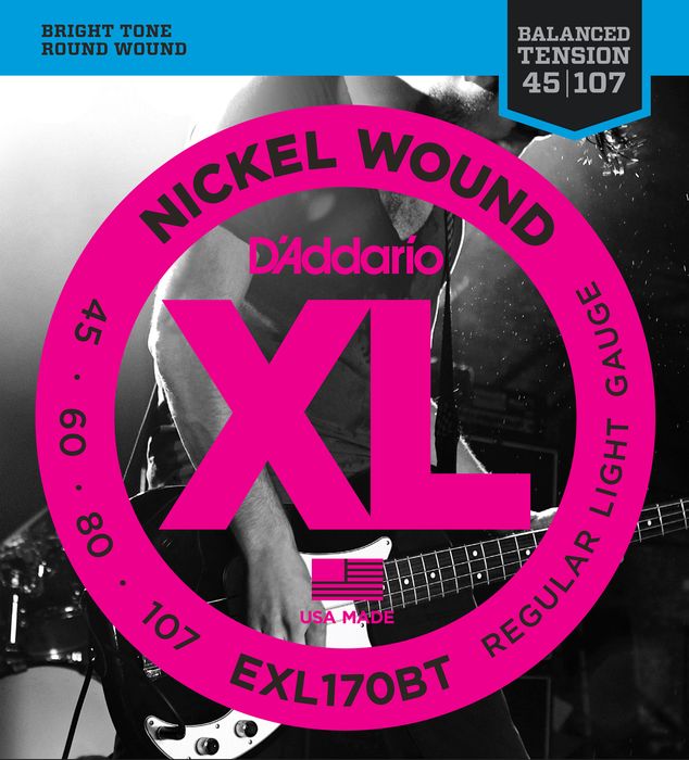 D'Addario EXL170BT Nickel Wound Bass Guitar Strings, Balanced Tension Light, ...