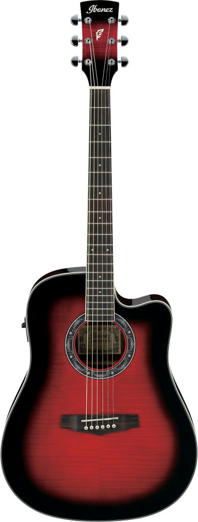 Ibanez PF28ECE Acoustic-Electric Guitar (Transparent Red Sunburst)