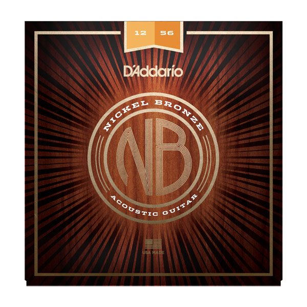 D'Addario Nickel Bronze Acoustic Guitar Strings, Lt. Top/Med. Bottom, 12-56