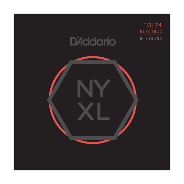D’Addario NYXL1074 Nickel Plated Electric Guitar Strings,Light Top/Heavy Bottom,8-String,10-74