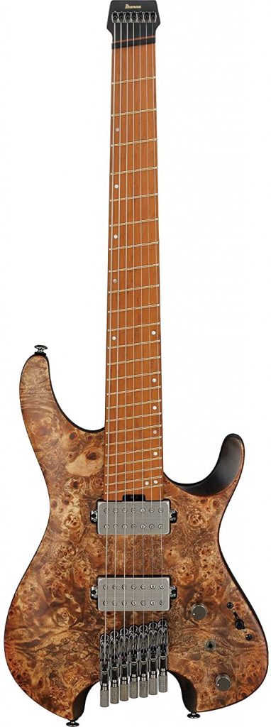 Ibanez QX527PB Q Standard 7-String Headless Electric Guitar, Antique Brown Stained w/Gig Bag