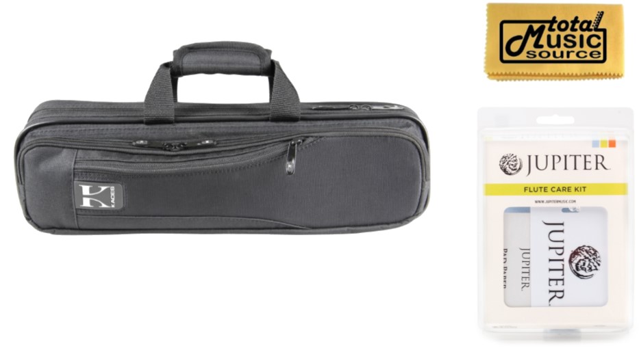 Kaces KBO-FLBK Lightweight Hardshell Flute Case, Black, Jupiter Cleaning Kit