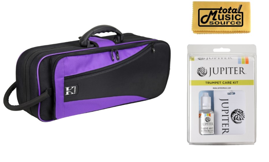 Kaces KBO-TRPP Lightweight Hardshell Trumpet Case, Purple, Jupiter Cleaning Kit