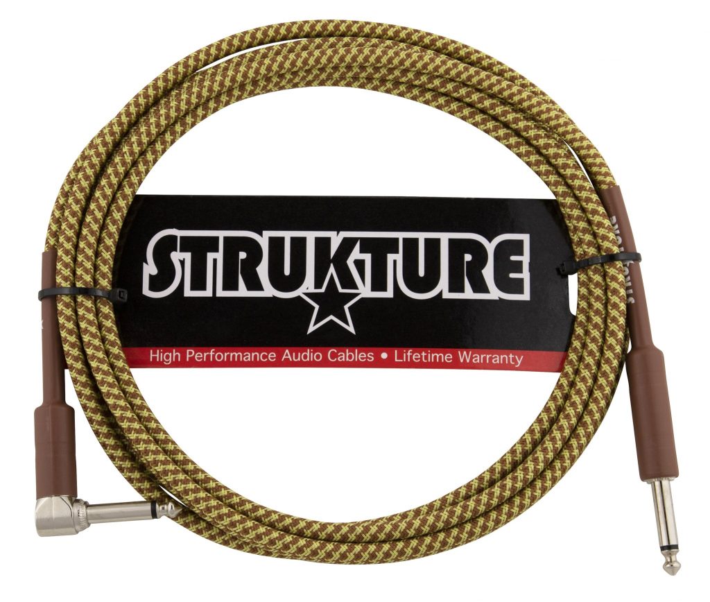 Strukture 1/4'-10' RT Angle Vintage Woven Instrument Cable, Tweed, SC10TWR