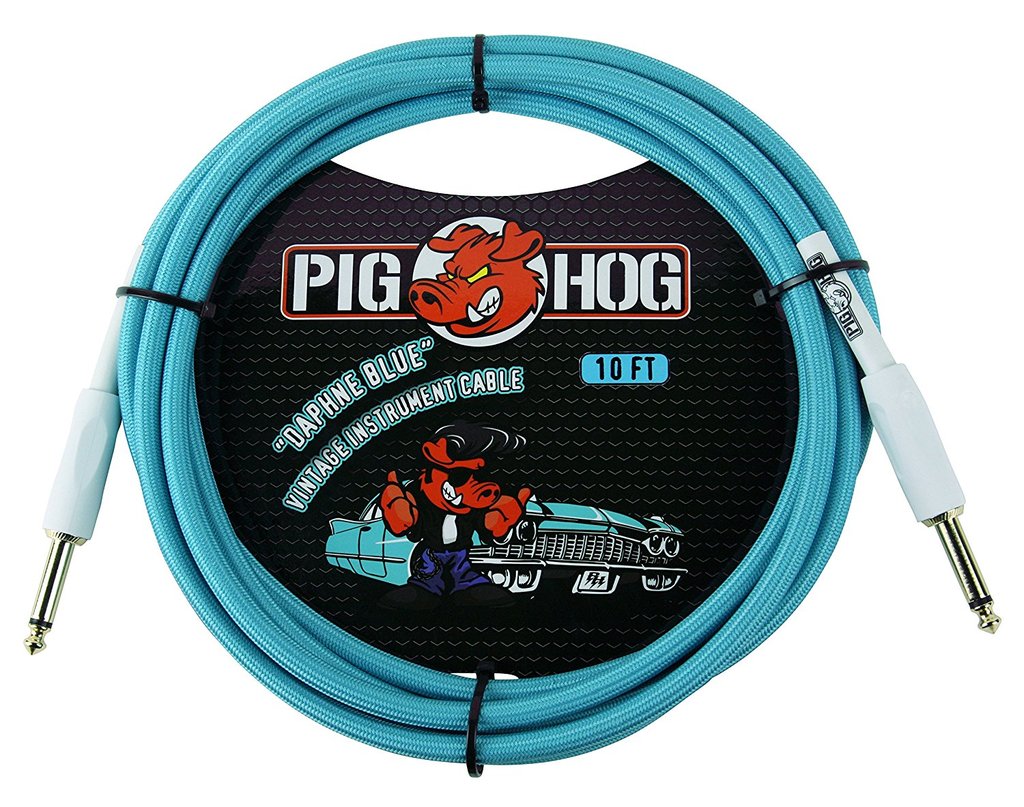 Pig Hog PCH10DB 1/4' to 1/4' Daphne Blue Instrument Cable, 10 feet