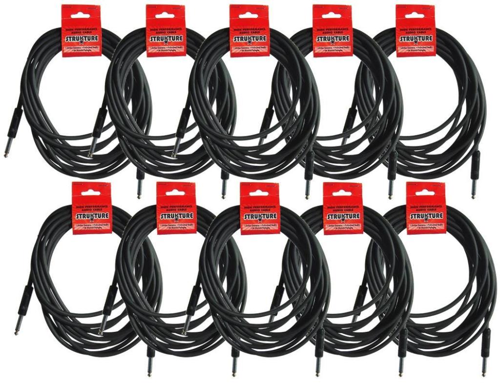 Strukture 10 Pack 18' Instrument Cable, 1/4', Thick ABS Inner Sleeve, SC186R ^10