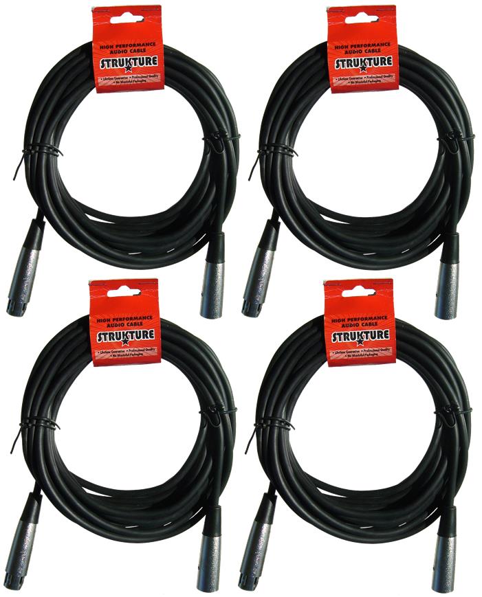 4 Pack Strukture XLR 20 Ft. Microphone Cable, SMC20 ^4