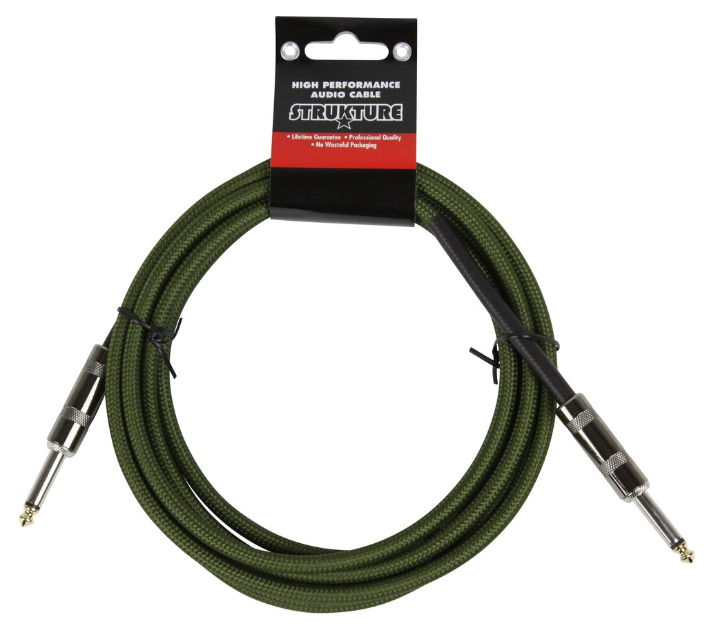 Strukture 1/4'-10' Woven Instrument Cable, Military Green, SC10MG